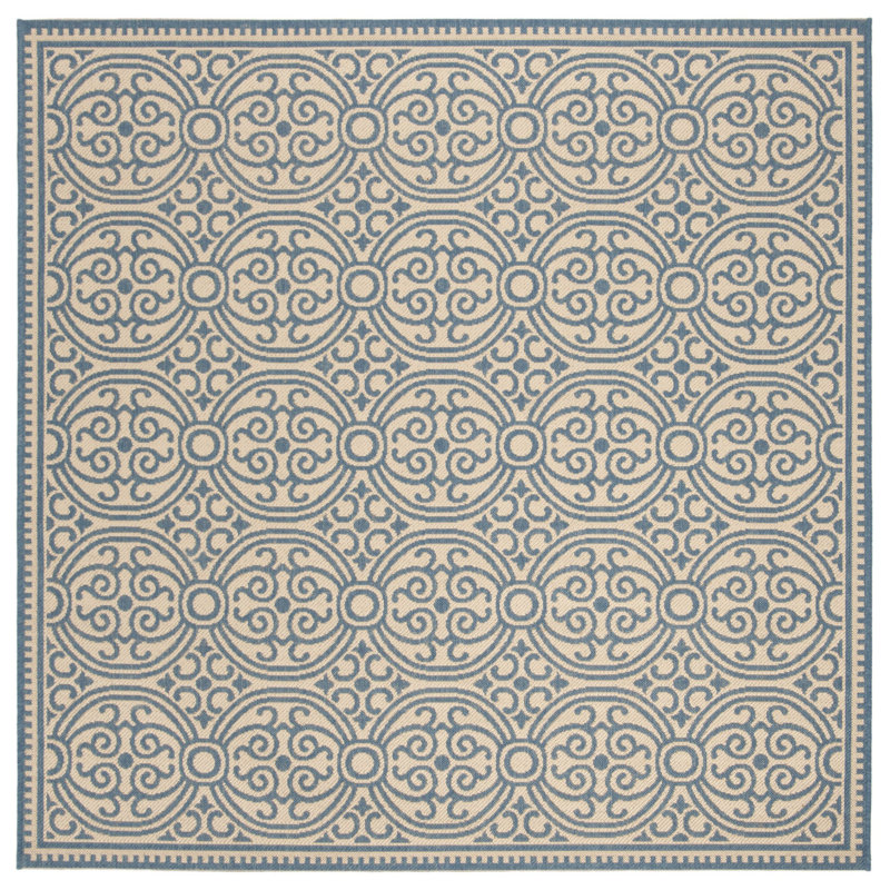 Burnell Linden 100 Performance Geometric Indoor/Outdoor Area Rug, Square 6'7"