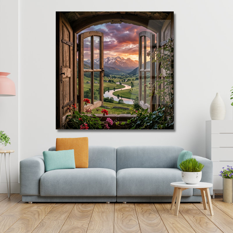 Paysage et paysage de montagne en verre trempé, H 10 po x l 10 po