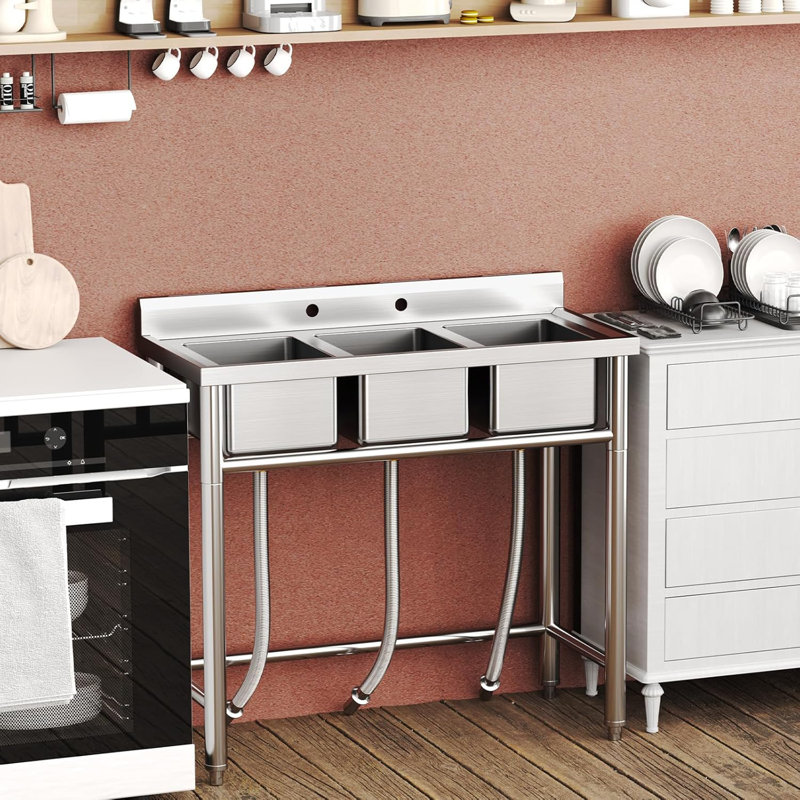 3 Compartment Kitchen Freestanding Sink