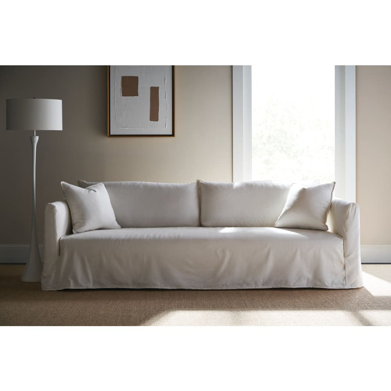 Alana Slipcovered Sofa, Chalk White Cotton Blend