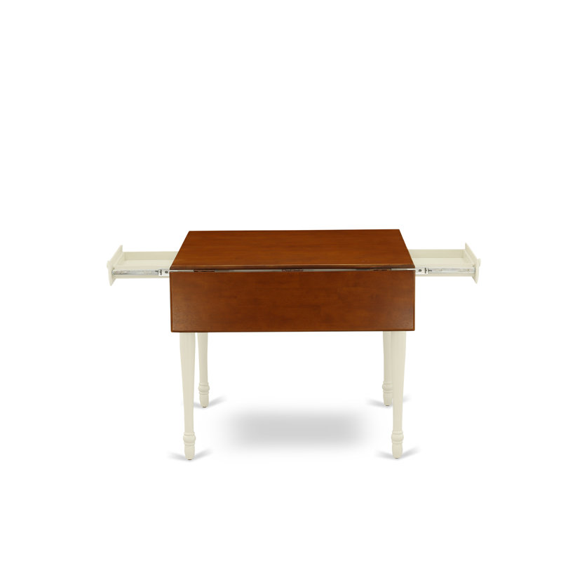 Ensemble de 5 pièces pour 4 pièces comprenant une table de salle à manger rectangulaire avec Dropleaf et 4 chaises, lin blanc