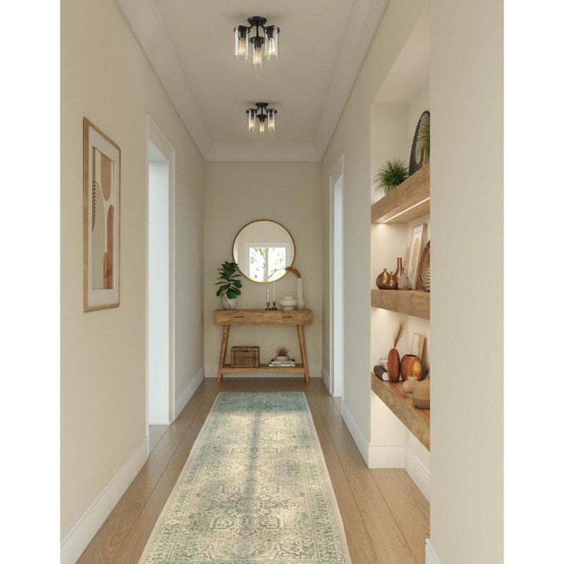 Rumaysa Glass Semi Flush Mount, Black