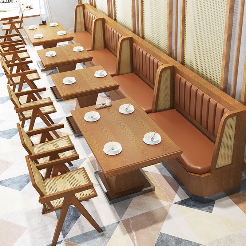 Banc en rotin en similicuir de style sud-est asiatique