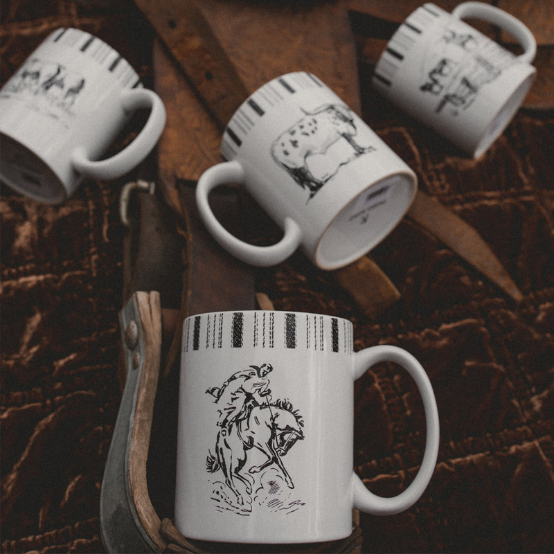 Ensemble de grandes tasses à café 4 pièces Ranch Life, Bronco