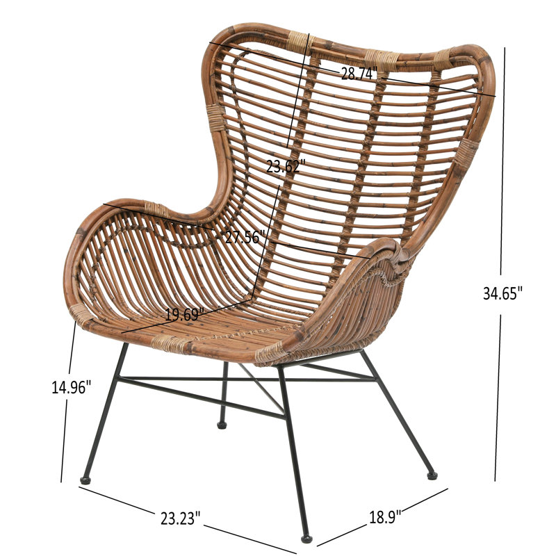 Cemlyn Metal and Natural Rattan Armchair