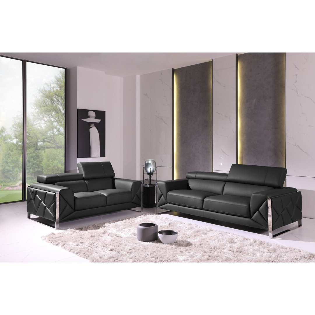 Korando 2 Piece Top Grain Italian Leather Sofa and Loveseat Set Orren Ellis Upholstery 