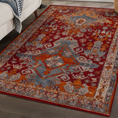 Luxe Weavers Incas Collection 186 Red Moroccan Floral Area Rug