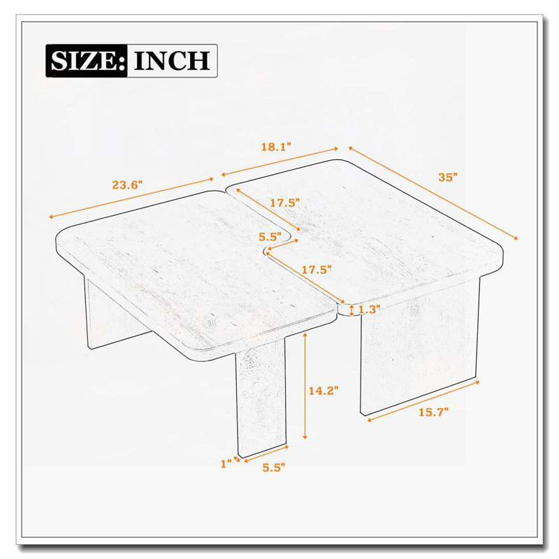 Rectangle Coffee Table Set, Black