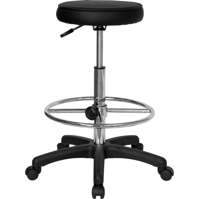 Ethelinda Adjustable Height Ergonomic Lab Stool with Footring Wheels