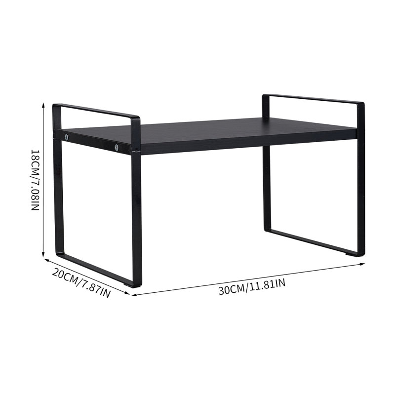Black Wooden Desktop Storage Shelf, Single Tier Cup Organizer Rack