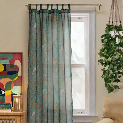 Manuela 84-Inch Single Botanical Sheer Curtain Panel