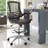 Modway Attainment Vinyl Drafting Chair - Drafting Stool With Flip-Up Arm-30609359