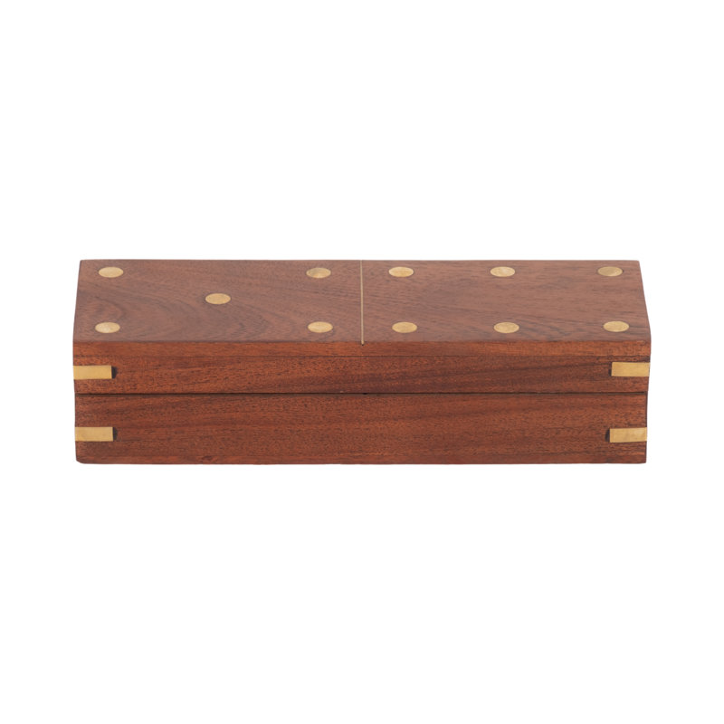Traditional Domino Game Set with Solid Wood Case — Stylish Decorative Tabletop Accent for Coffee Table, Home, and Living Room Game Décor — Classic Family Favorite Games for Everybody to Play