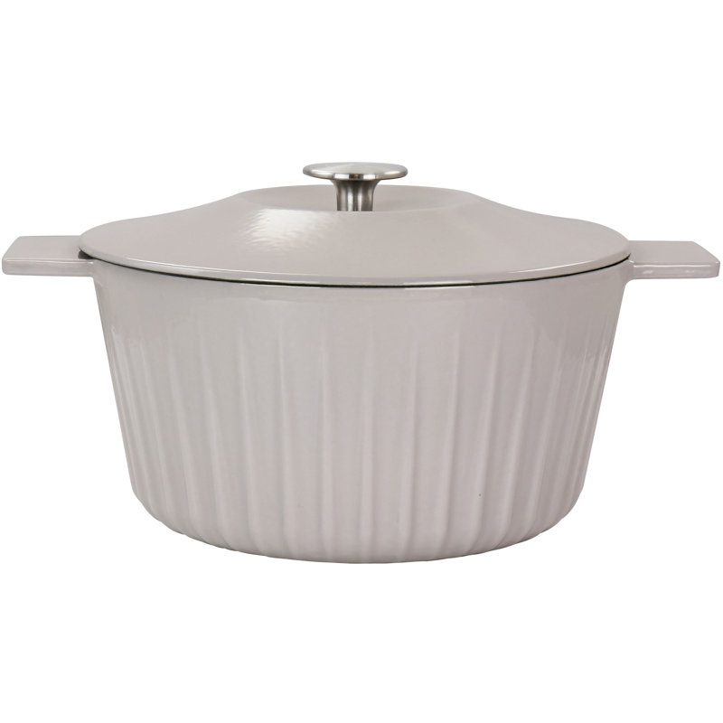 Warm Grey Enameled Cast Iron 5 Quart Dutch Oven with Lid