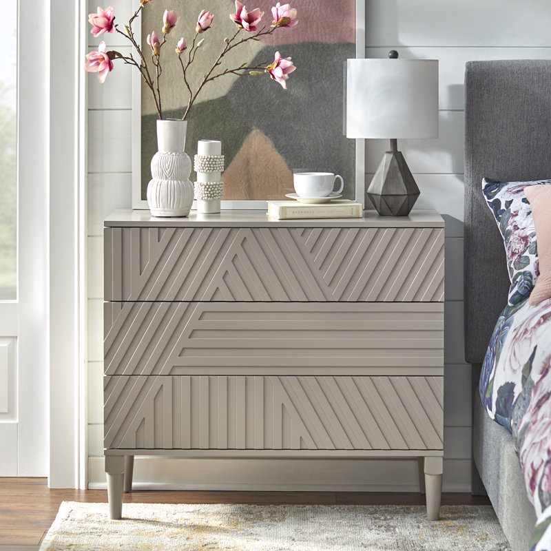 Commode décorative 3 tiroirs Gercho, Taupe