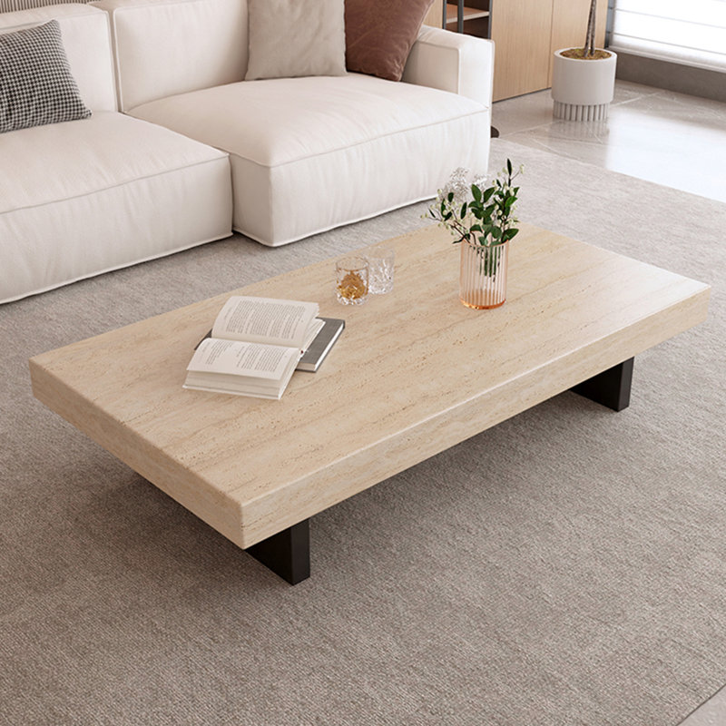 Retro Cave Stone Coffee Table, 13.8" H x 59.1" L x 31.5" D