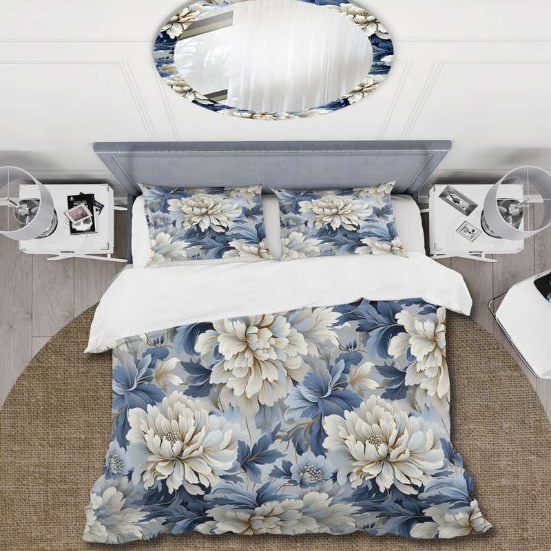 Ensemble de housse de couette damassé Misty, Housse de couette pour très grand lit et 2 très