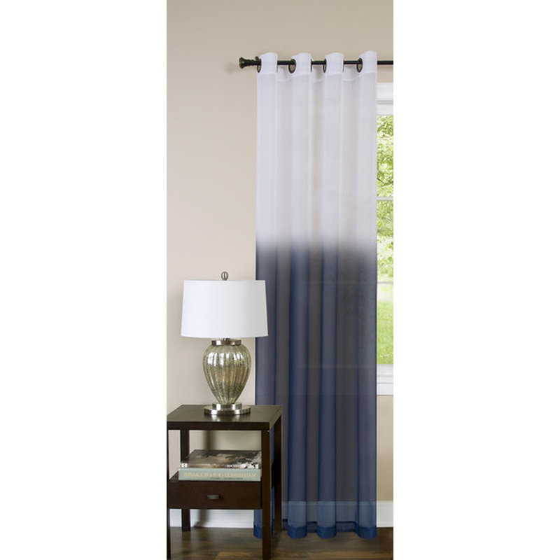 Panneau de rideau simple semi-diaphane avec œillets Irys, Bleu, l 52" x L 84"