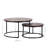 Modern Round Coffee Table Set of 2, Nesting Tables with Adjustable Feet for Living Room, Brown
