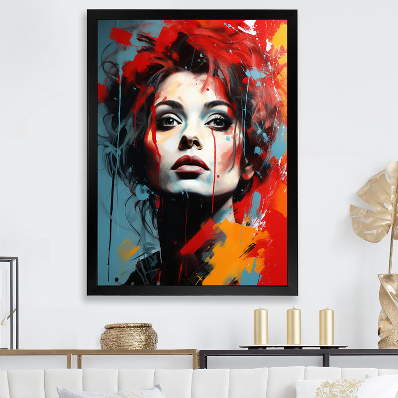 Crimson Carter Portrait I - Portrait Wall Art Living Room_105751, H 32 po x l 16 po x P 1 po, Cadre photo noir