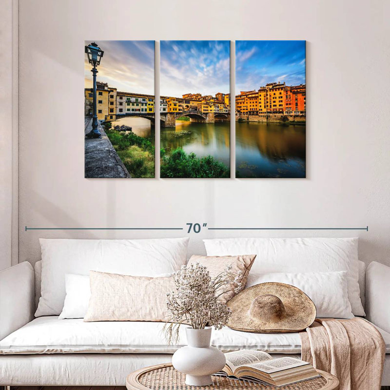 Ponte Vecchio, paysage fluvial, H 28 po x l 45 po