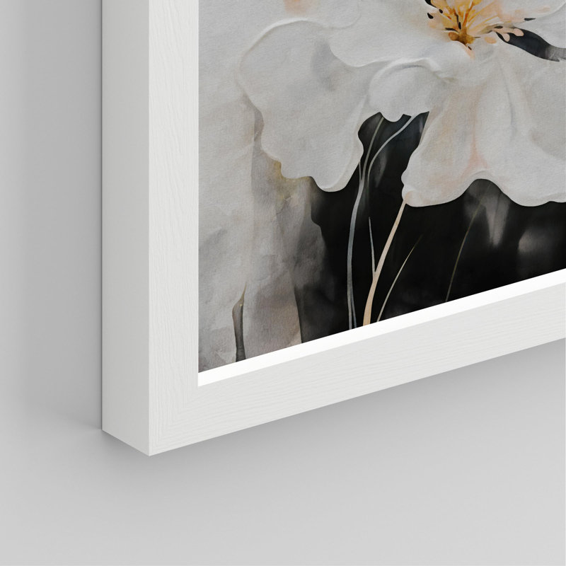 «Elegant Magnolia Watercolor Soft Floral», impression encadrée sur papier, 4 pièces, Blanc, H 10 po x l 8 po