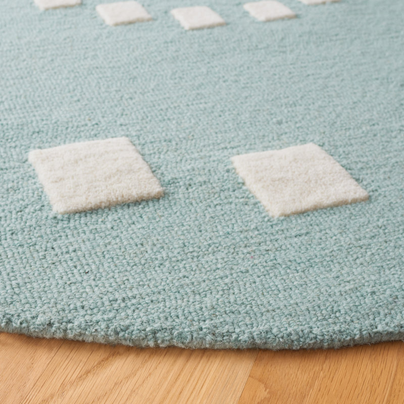 Safavieh Kids Hand Tufted 85% Wool And 15% Cotton With Latex Geometric Rug, Round 5'