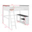 Grand lit mezzanine avec bureau, tablette ouverte et station de charge USB