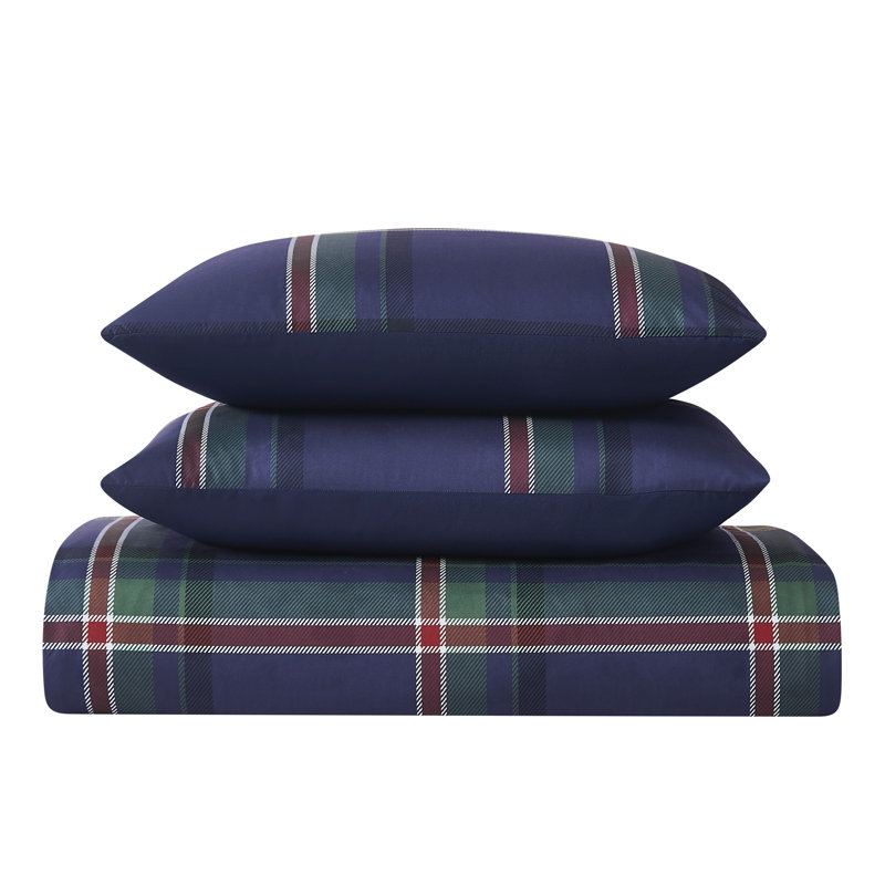 Bronson Plaid Standard Plaid Duvet Cover, Queen Duvet Cover + 2 Standard Shams