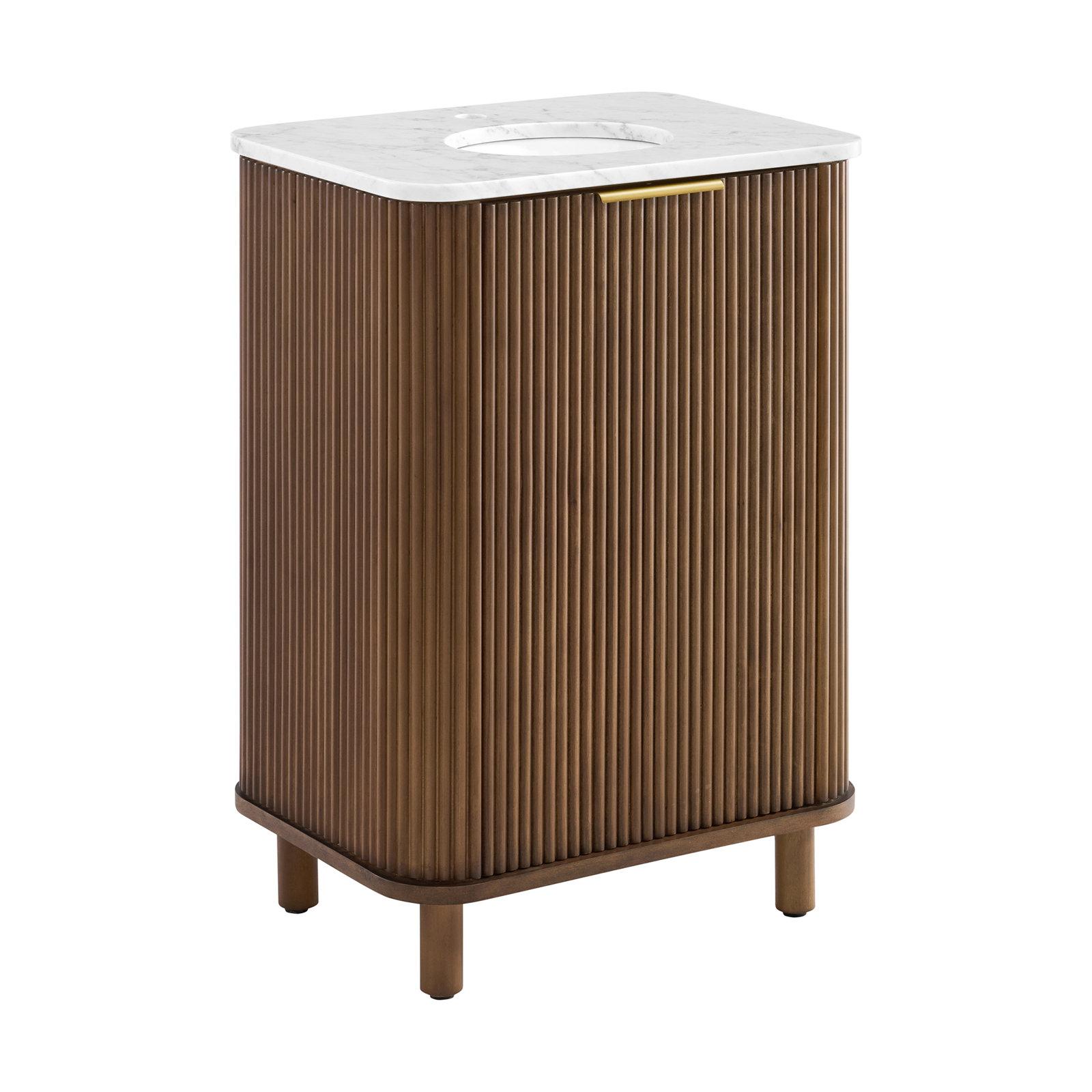 Nova 24" Carrara Marble Single Bathroom Vanity, Brown Reeded