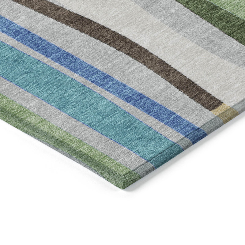 Machine Washable Indoor/Outdoor Husby ACN2188 Striped Rug, Rectangle 10' x 14'