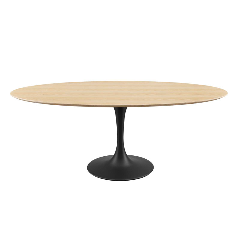 Silver Orchid Fein Oval Dining Table, 47" W x 78" L, Natural, Black