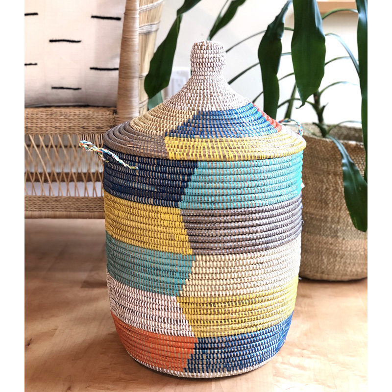 Senegalese Basket: Medium Hamper Random Multi-colored Weaving
