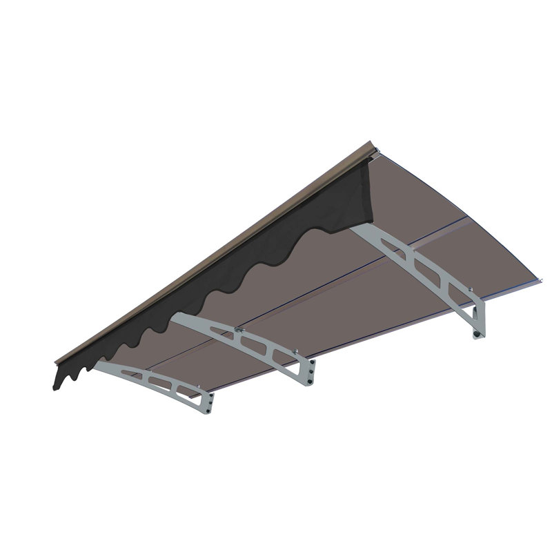 Window Awnings Door Entrance Canopy, Aluminum Alloy Bracket, 0.137 Inch Thick Crystal Solid Polycarbonate Sheet With Valance For Masonry Concrete House