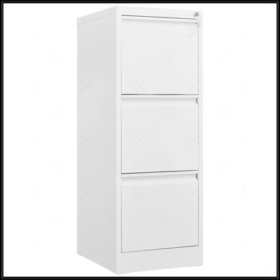 3 Drawer File Cabinet With Lock Metal Vertical File Storage Cabinet Office Home Steel Vertical File Cabinet For A4 Legal/Letter Size Narrow File Cabinet Locked