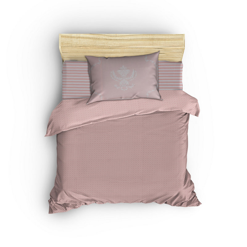 Ensemble de housse de couette en mélange de coton Gast, Rose, Housse de couette 61 po x 87 po + 1 taie d'oreille