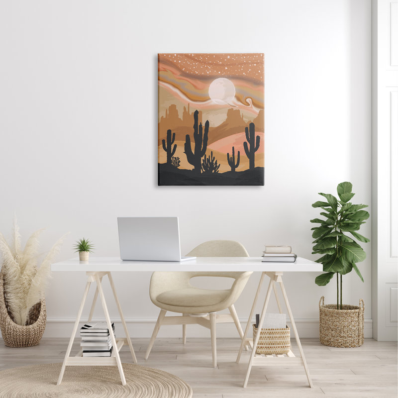 Paysage de tempête de sable Cactus Canyon, H 30 po x l 30 po x P 1,5 po, Plaque murale