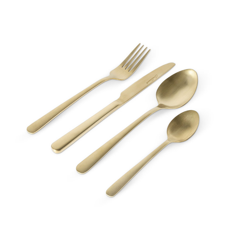 Ensemble de couverts 16 pièces en acier inoxydable, service pour 4, Champagne