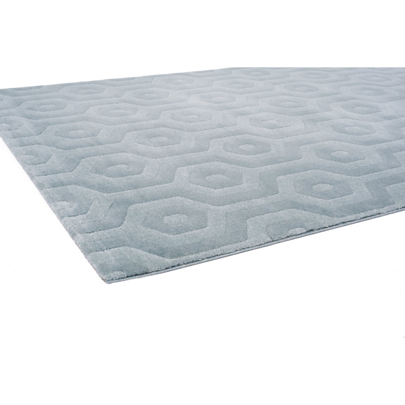 Tapis bleu tissé à la machine Imiyah, Rectangle 7 pi 10 po x 11 pi 2 po