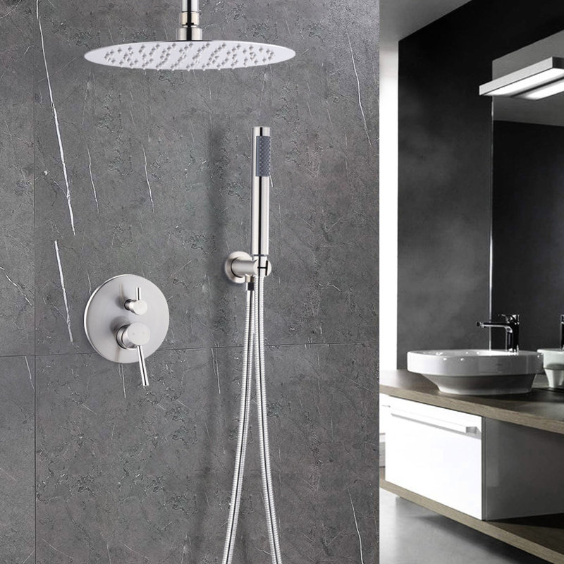 Robinet de douche avec tête de 10 pouces et système de nickel mobile brossé classique