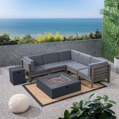 Ajanai 4 - Person Modular Patio Conversation Set with Cushions