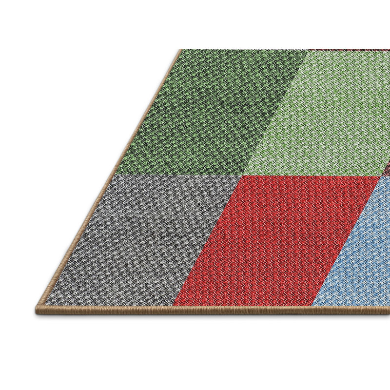 Tapis décoratif géométrique vert Raymo, Rectangle 5 pi x 7 pi