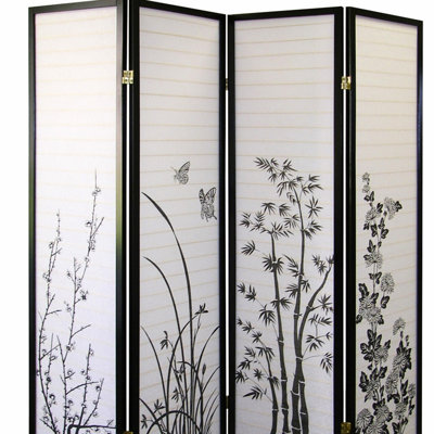 Cloison de 70 po de hauteur avec finition florale noire et écran tactile pour plus d'intimité