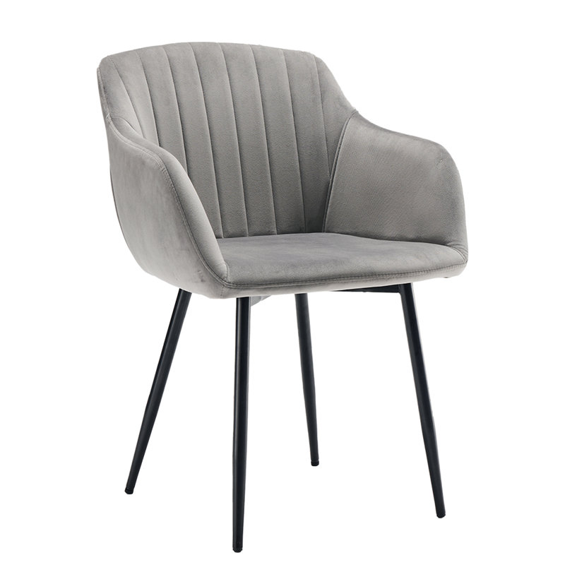 Ohio Upholstered Dining Chair, Velvet Light Grey, 2