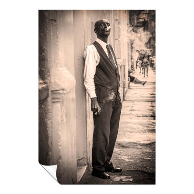 Old Man Smoking Cigar In The Streets Vintage - No Frame Print