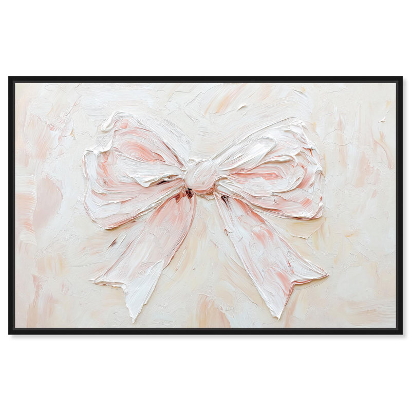 Relief Ribbons Canvas Fashion Wall Art, H 25 po x l 37 po, Black Floater Framed