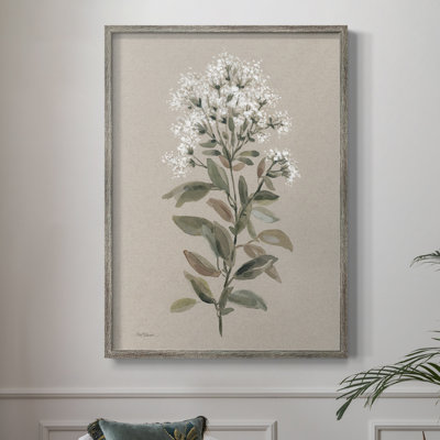 «White Floral Stem II», reproduction encadrée - bois massif 48598