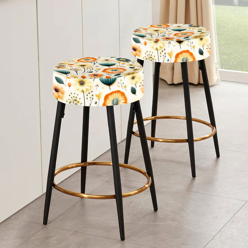 Ensemble de 2 tabourets de bar rétro Mid Florals