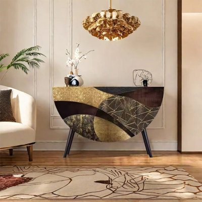 Armoire en bois massif de conception semi-circulaire