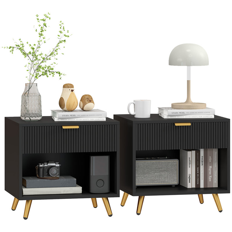 50cm W Manufactured Wood Bedside Table